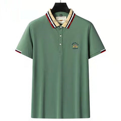 New Embroidered Solid Color Casual Polo Shirt