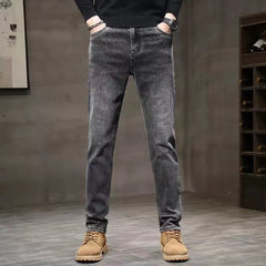 Straight-leg casual stretch-denim jeans