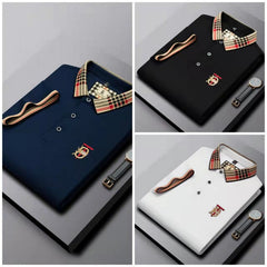 Men's Business Striped Lapel Polo Shirt