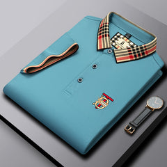 Men's Business Striped Lapel Polo Shirt