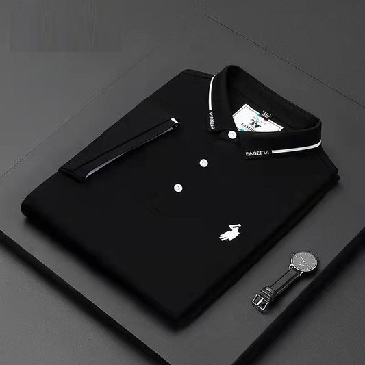 casual solid lapel polo shirt