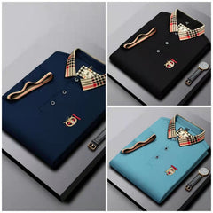 Men's Business Striped Lapel Polo Shirt