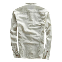 Long Sleeve Mandarin Collar Cotton Shirt