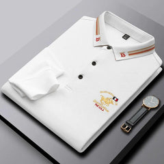 Embroidered long sleeve polo shirt