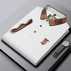 Men's Business Striped Lapel Polo Shirt