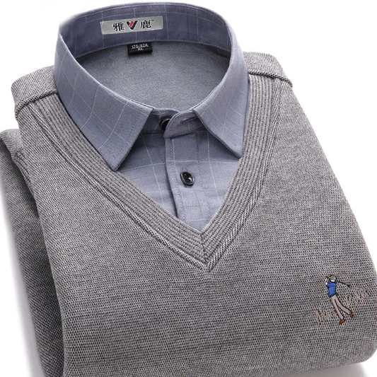 Sweater shirt fake two-piece suit