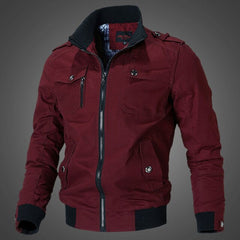 Men's Casual Fashion Multi-pocket Zipper Stand-up Collar Coat